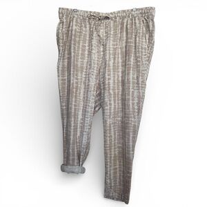 Linen Blend Cuffed Tapered Wide Leg Pants| Size XL